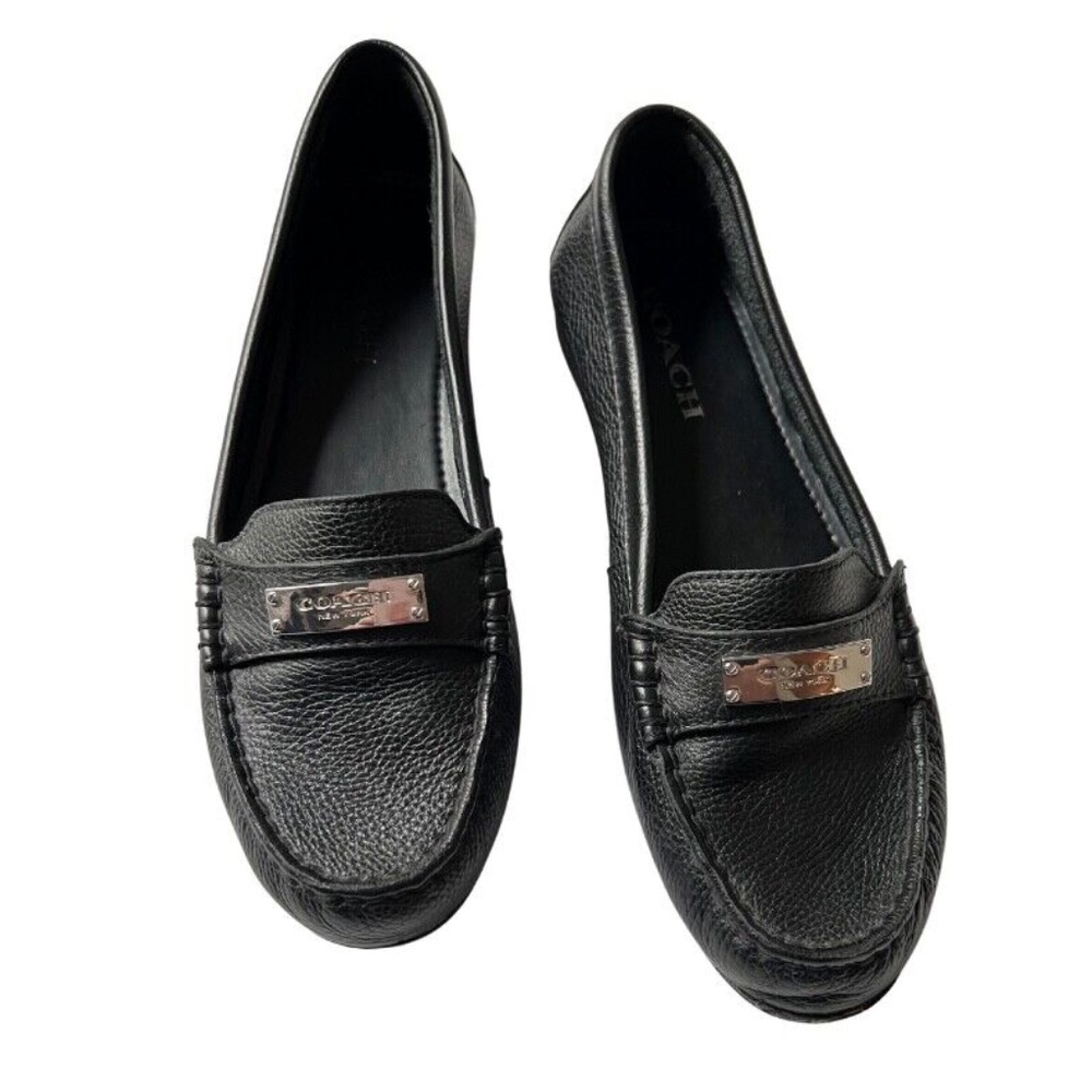 COACH  Fredrica Loafer Black Soft Leather Pebble Grain Driving Mocs  8.5